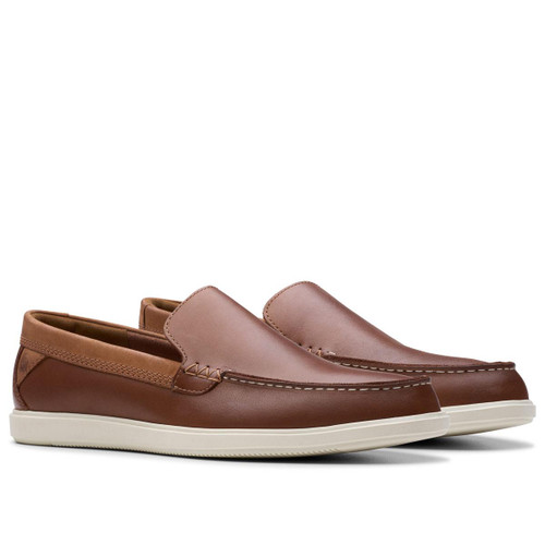 Dark Tan Leather Clarks Mens Bratton Loafer