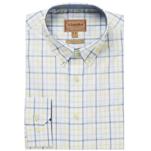 Blue/Pastel Peach Schoffel Mens Holkham Shirt