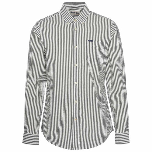Navy Barbour Mens Cresswell Seersucker Tailored Fit Shirt
