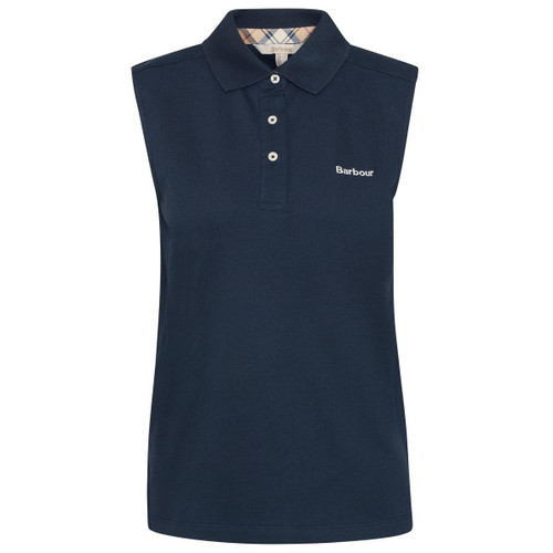 Navy Barbour Womens Bowford Sleeveless Polo Top