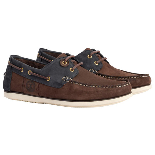 Brown/Navy Barbour Mens Wake Boat Shoe