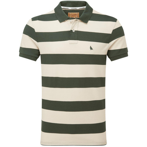 Schoffel Mens St Ives Heritage Polo Shirt Green Stripe front