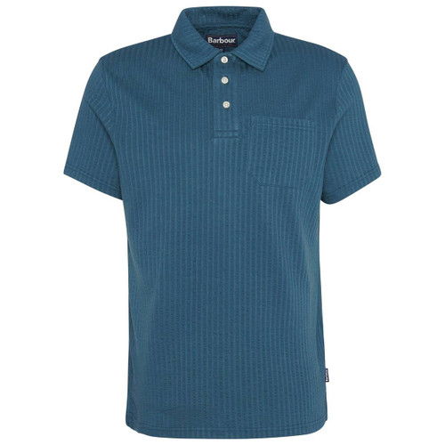Dusk Blue Barbour Mens Dymchurch Seersucker Polo Shirt