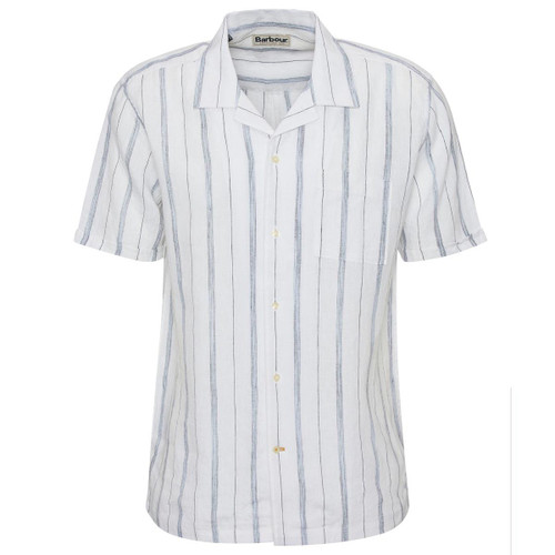 White Barbour Mens Garnock Stripe Short Sleeve Regular Fit Shirt