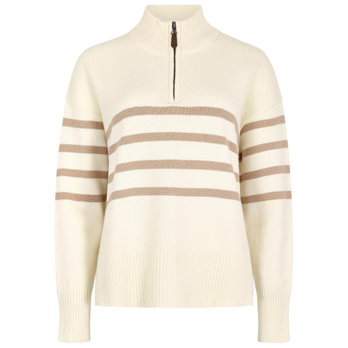 Oyster Dubarry Womens Fonthill Striped Zip Neck Jumper