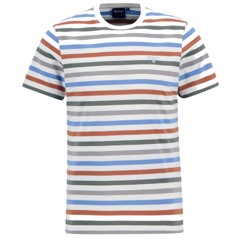 Whisper White Barbour Mens Rokeby Yarn Dye Stripe T Shirt