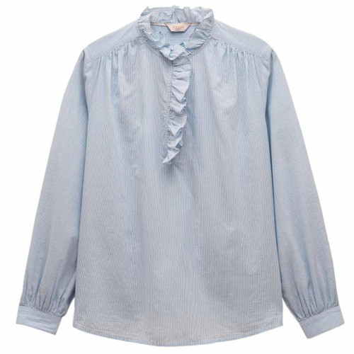 Blue/White Joules Womens Melanie Ruffle Blouse Blue/White Joules Womens Melanie Ruffle Blouse