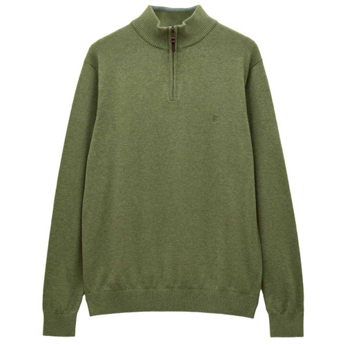 Khaki Green Joules Mens Hillside 1/4 Zip Jumper