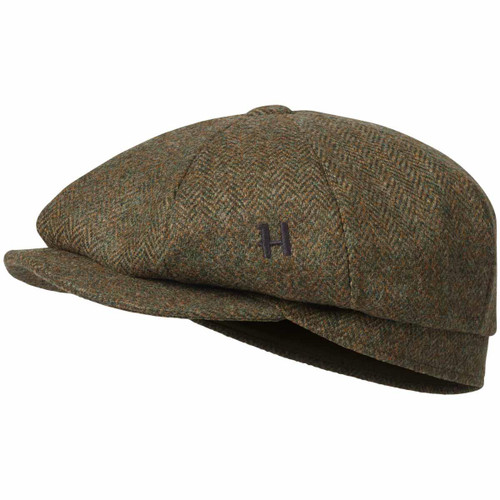 Forest Green/Herringbone Harkila Mens Kemore Classic Baker Boy Cap