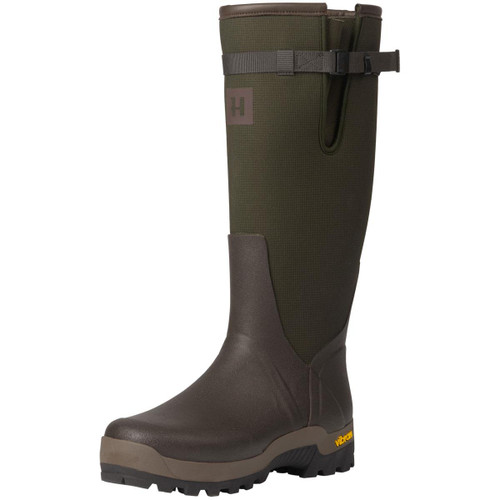 Willow Green/Deep Brown Harkila Mens Forester Textile Rubber Boot