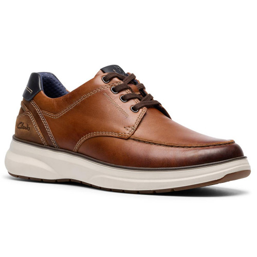 Dark Tan Leather Clarks Mens Mullan Moc Shoe