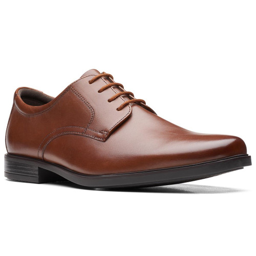 Dark Tan Leather Clarks Mens Howard Walk Shoe