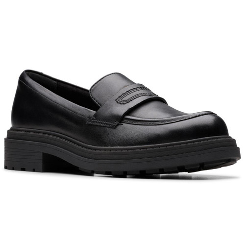 Black Leather Clarks Womens Orinoco3 Edge Loafers