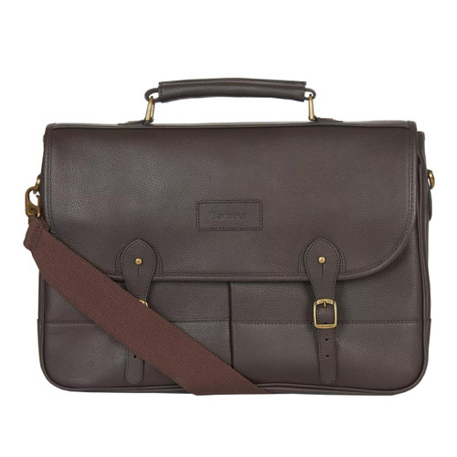 Chocolate Barbour Leather Briefcase