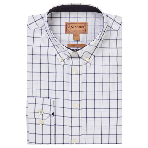 Blue Check Schoffel Mens Halesworth Tailored Shirt