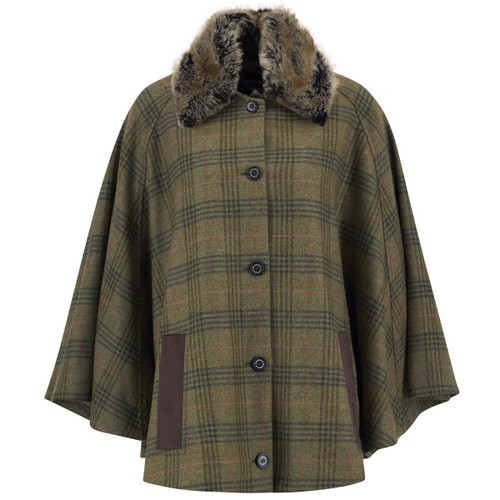 Arabesque/Brown Barbour Womens Flax Lily Wool Cape