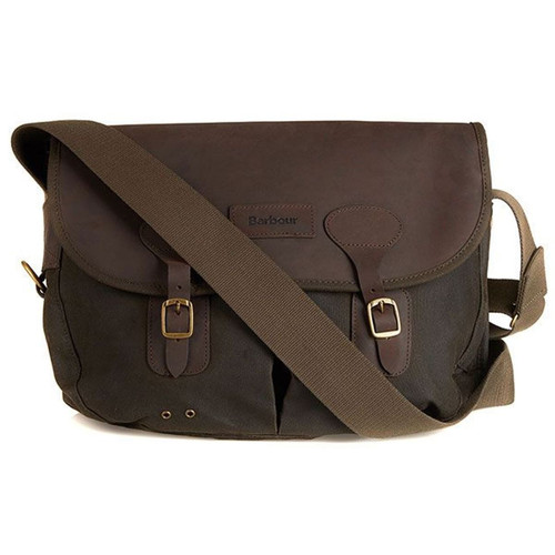 Olive Barbour Unisex Wax Leather Tarras Bag