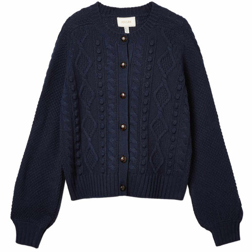Navy Joules Womens Rafferty Cable Knit Cardigan