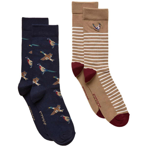 Tan/Navy Joules Mens Kingsbury Socks 2 Pack Tan/Navy Joules Mens Kingsbury Socks 2 Pack