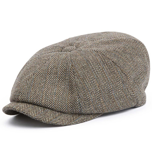 Brown Barbour Mens Fyne Tweed Baker Boy Cap