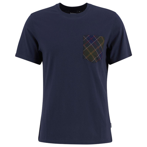 Navy Barbour Mens Arnside Tartan Pocket T-Shirt