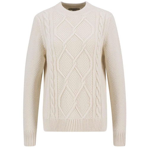 Ecru Barbour Womens Burne Crew Knitted Jumper