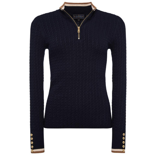Ink Navy Holland Cooper Womens Zoe Quarter Zip Knit Jumper Ink Navy Holland Cooper Womens Zoe Quarter Zip Knit Jumper