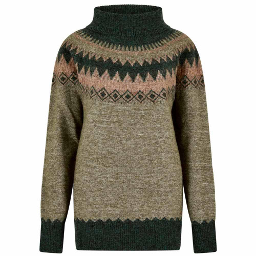 Olive Multi Dubarry Womens Devlin Fair Isle Jumper