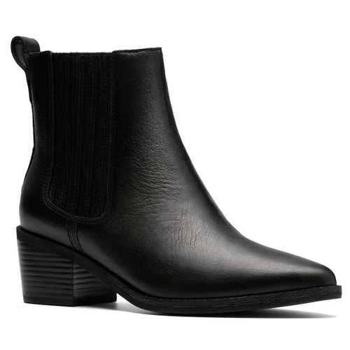 Black Leather Clarks Womens Morzine Top Chelsea Boots
