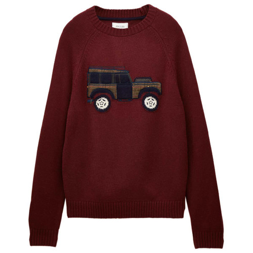 Burgundy Red Joules Mens Offroad 4x4 Crew Neck Jumper