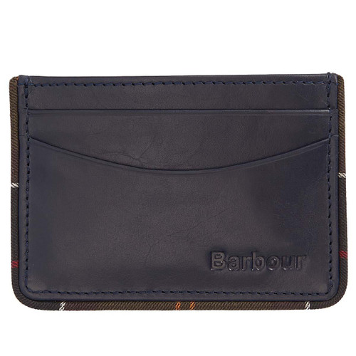 Navy/Classic Barbour Mens Chatton Leather Card Holder