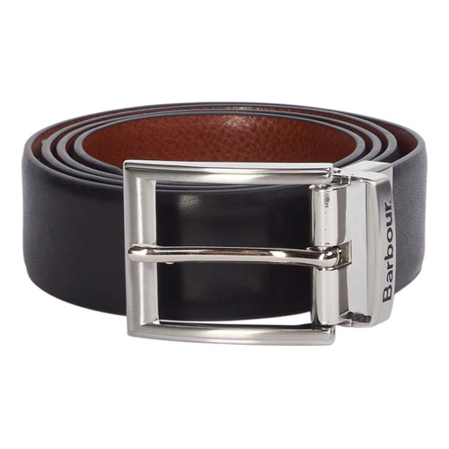 Black/Chestnut Brown Barbour Mens Fife Reversible Leather Belt Black/Chestnut Brown Barbour Mens Fife Reversible Leather Belt