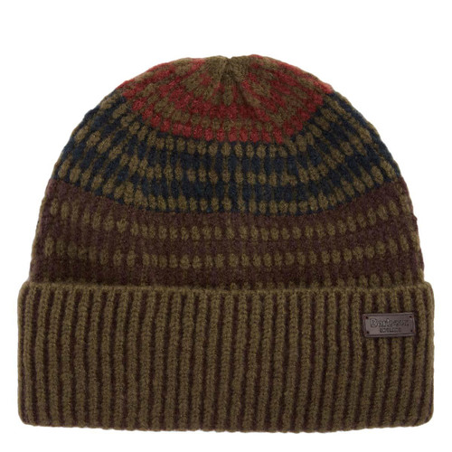 Olive/Fired Brick Barbour Mens Harray Beanie Hat