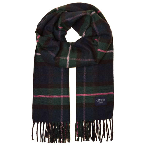 Navy/Pink Check Joules Womens Langtree Scarf Navy/Pink Check Joules Womens Langtree Scarf