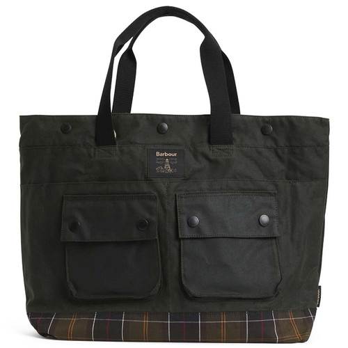 Sage/Classic Barbour Field Wax Tote Bag