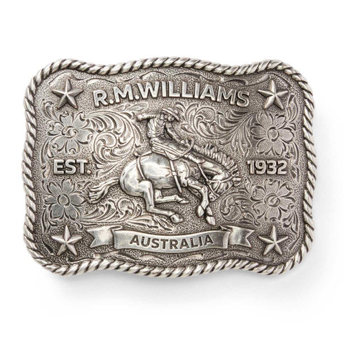 Antique silver R.M. Williams Cloudbuster Trophy Buckle