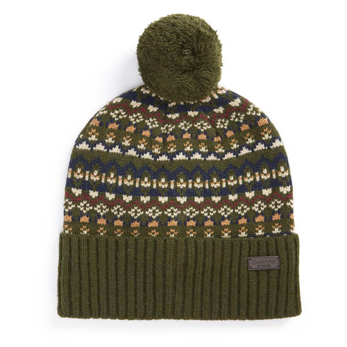 Olive Barbour Mens Marlow Fair Isle Pom Beanie