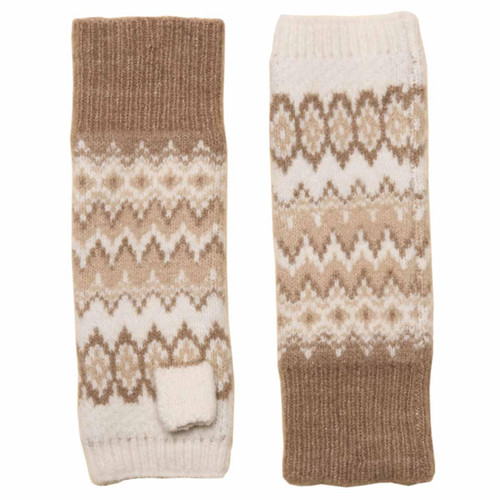 Neutral Joules Womens Kara Fairisle Fingerless Gloves