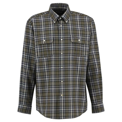 Olive Barbour Mens Saldon Thermo Weave Regular Checked Shirt