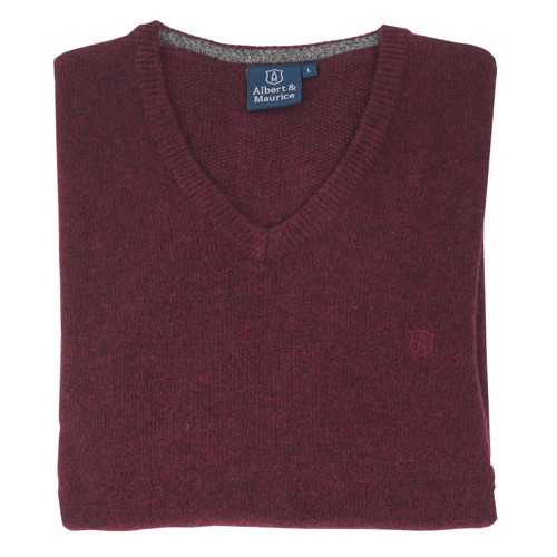 Albert and Maurice Eastnor Claret V Neck Jumper