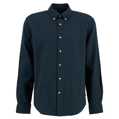 Navy Barbour Mens Tamish Regular Herringbone Shirt