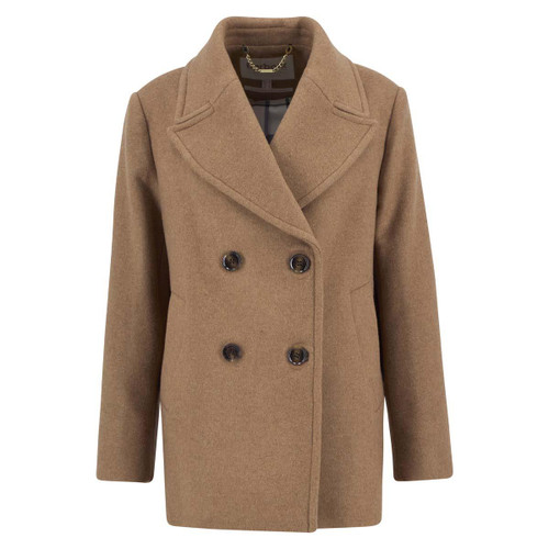 Camel/Hessian Tartan Barbour Womens Indie Military Wool Peacoat