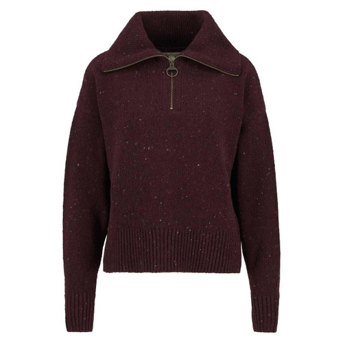 Black Cherry Barbour Womens Lavensdale Half Zip Knitted Jumper
