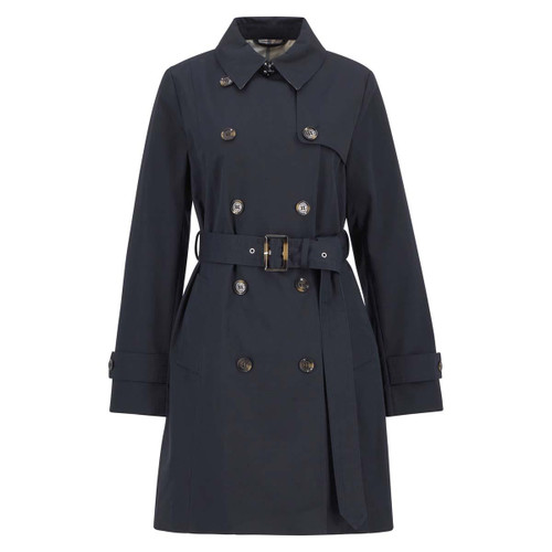 Dark Navy/Hessian Tartan Barbour Womens Short Greta Showerproof Jacket