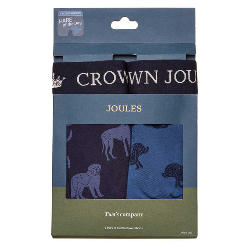 Navy  Joules Mens Crown Joules Boxers 2 Pack