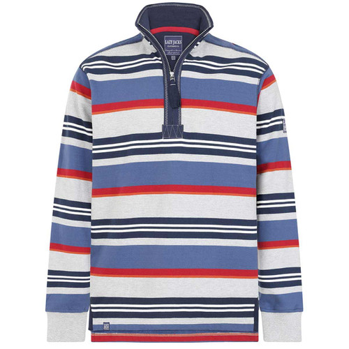 Grey Marle Lazy Jacks Mens LJ40S 1/4 Zip Stripe Sweatshirt