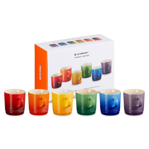 Le Creuset Stoneware Set of 6 Rainbow Cappuccino Mugs Le Creuset Stoneware Set of 6 Rainbow Cappuccino Mugs