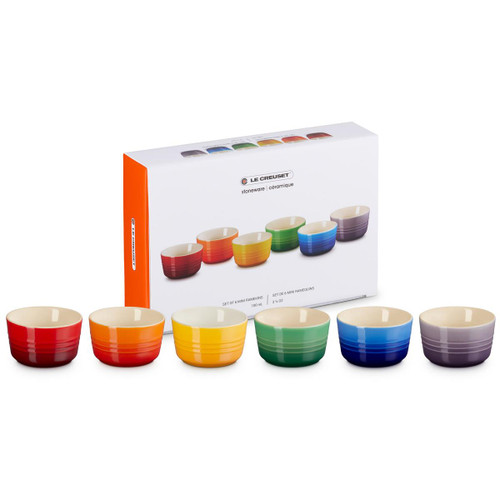 Le Creuset Stoneware Set of 6 Rainbow Mini Ramekins