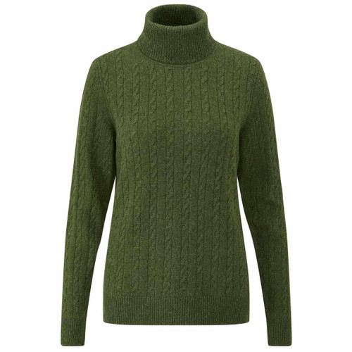Thyme Alan Paine Womens Rowan Cable Roll Neck Jumper