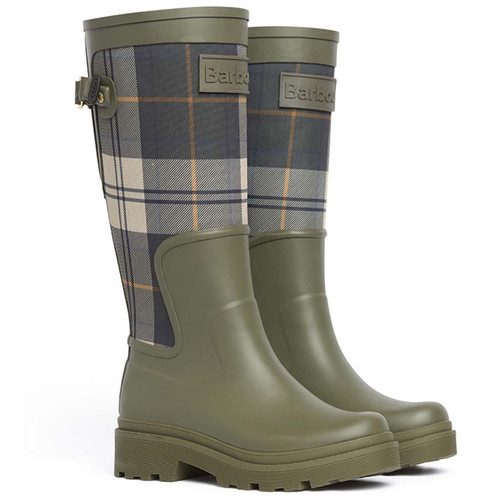 Olive/Ancient Tartan Barbour Womens Dena Tall Welly